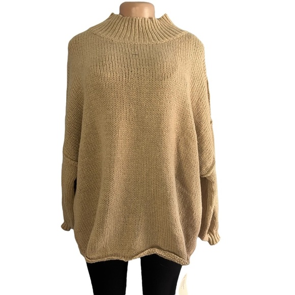 Saodimallsu Turtleneck Pullover Oversized Batwing Long Sleeve Sweater - Picture 1 of 8